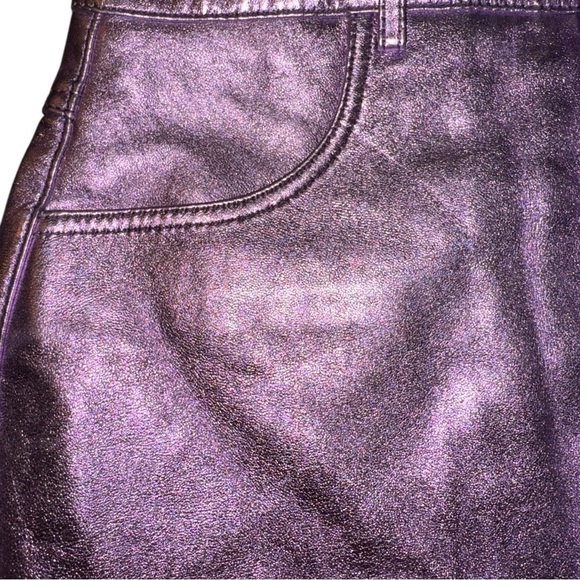 NWT Understated by Free People Purple Lamb Leather Y2K Mini Skirt Size Small - Picture 5 of 8